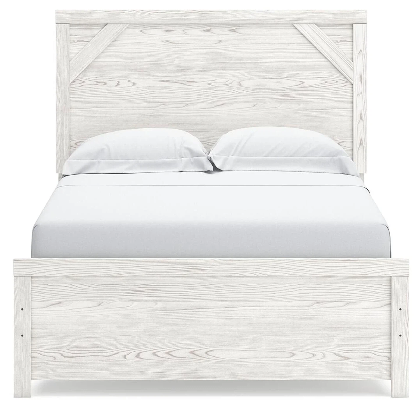 Queen size White Wood Farmhouse Style Bed Frame
