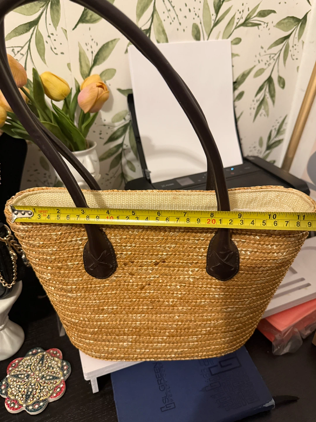 Straw Tote Bag with Leather Handles - photo 3