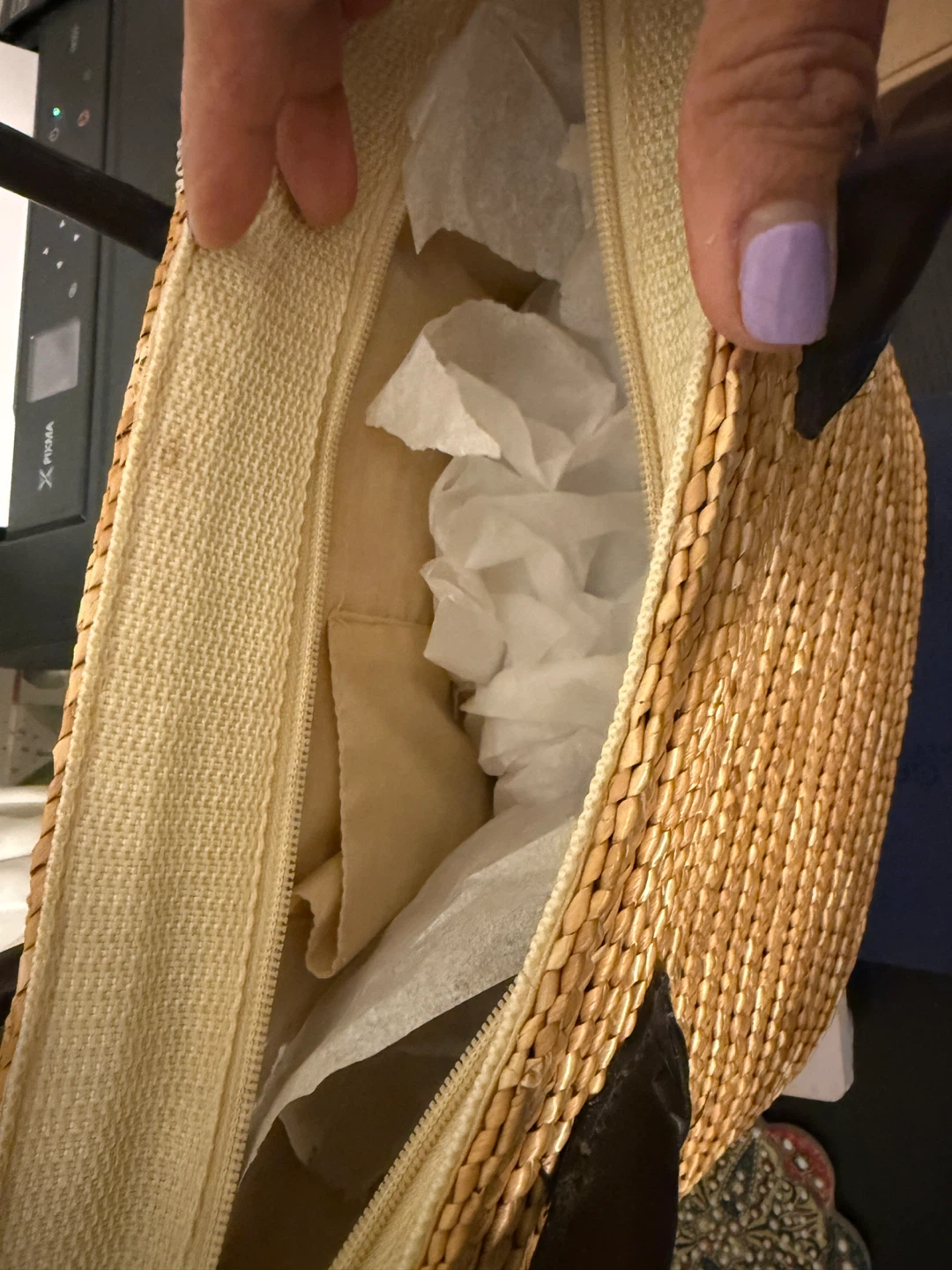 Straw Tote Bag with Leather Handles - photo 2