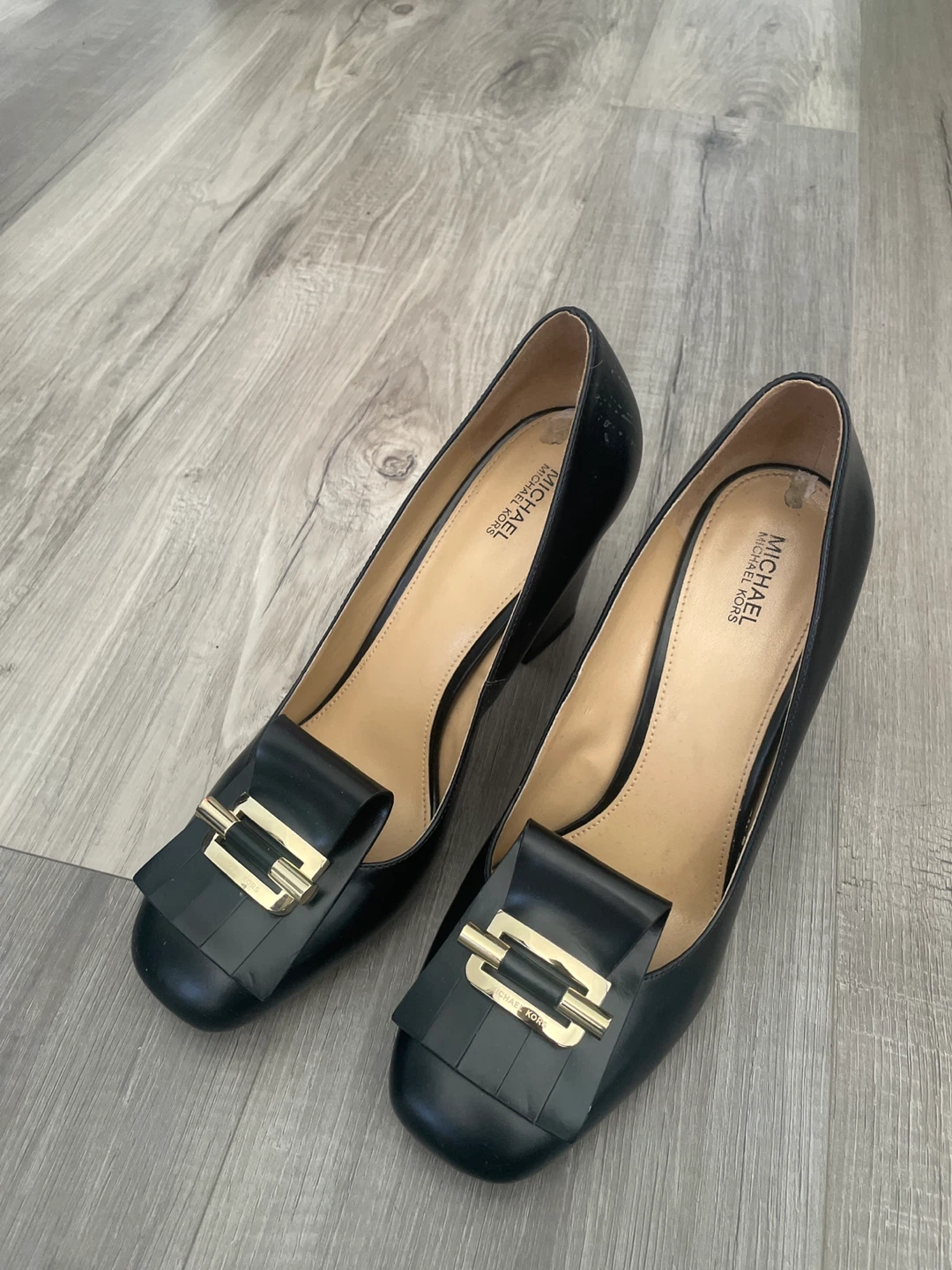 Michael Kors Black Leather Heels Size 9.5