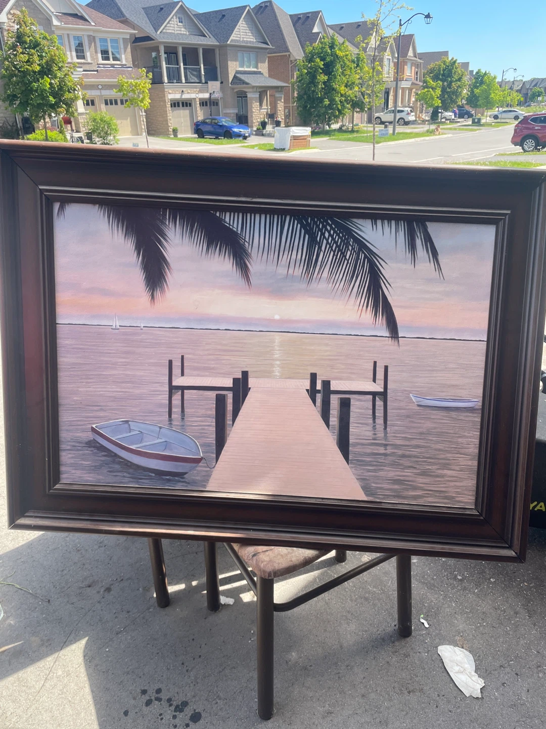Framed Nautical Scene Painting