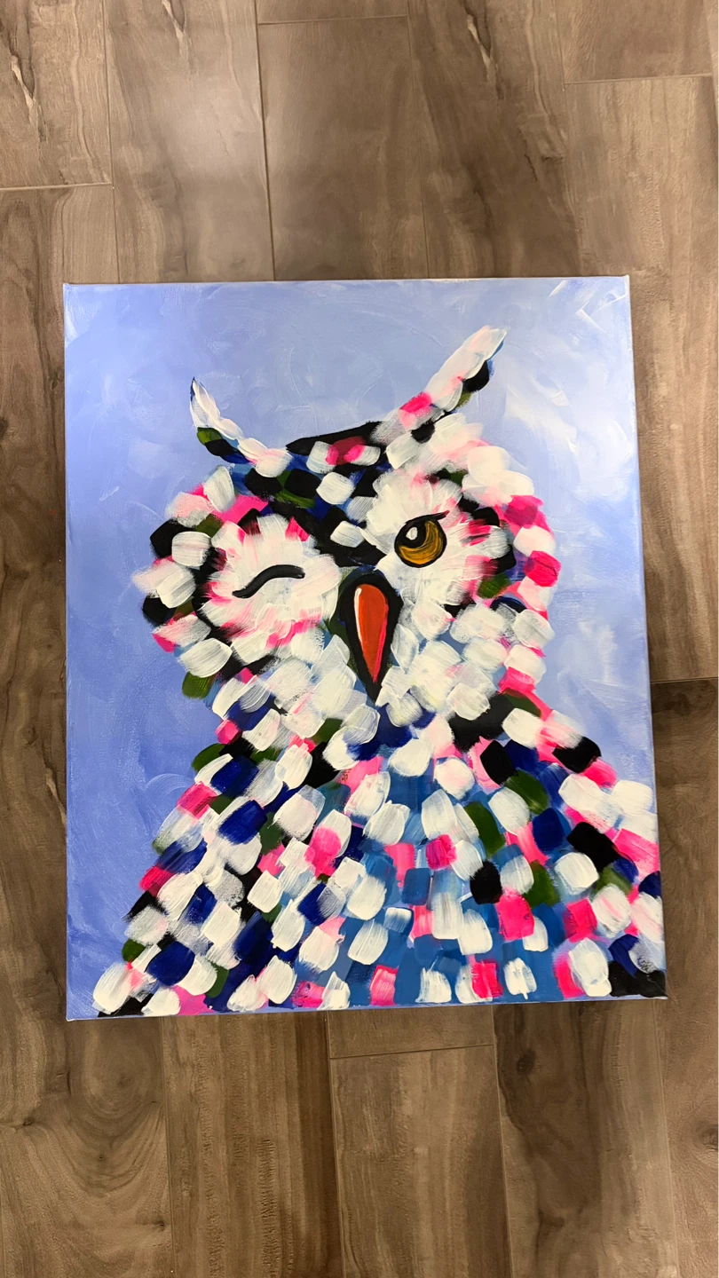 Acrylic Painting of a Winking Owl 16” x 20”