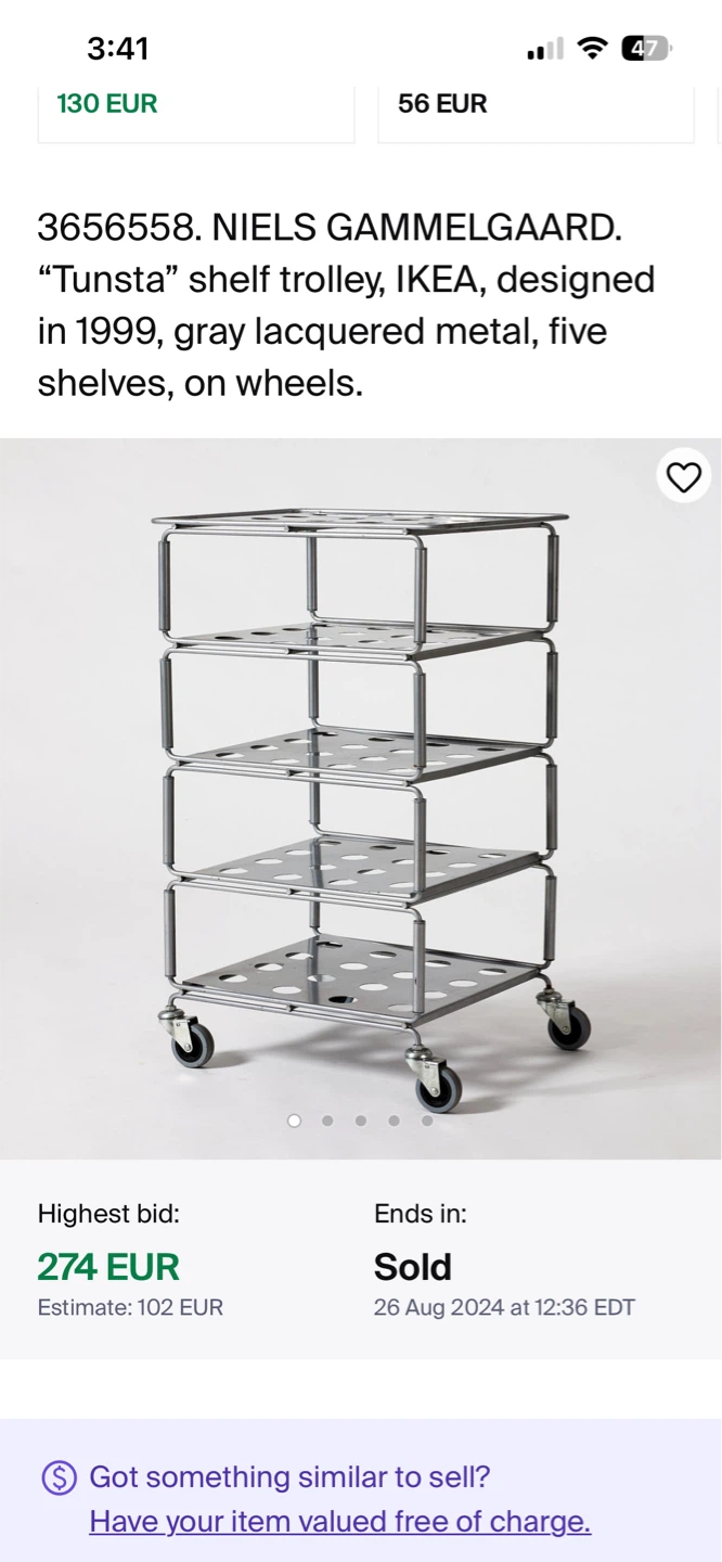 $22 Tunsta 1 shelf trolley, IKEA 1999 Donlands O'Connor