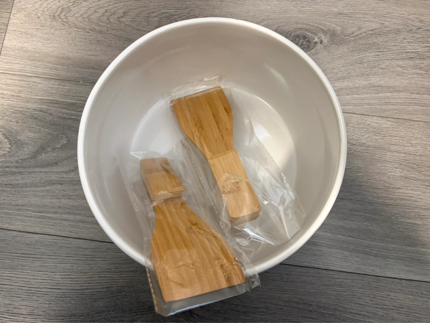 Canvas Salad Bowl with Bamboo Tongs - photo 3