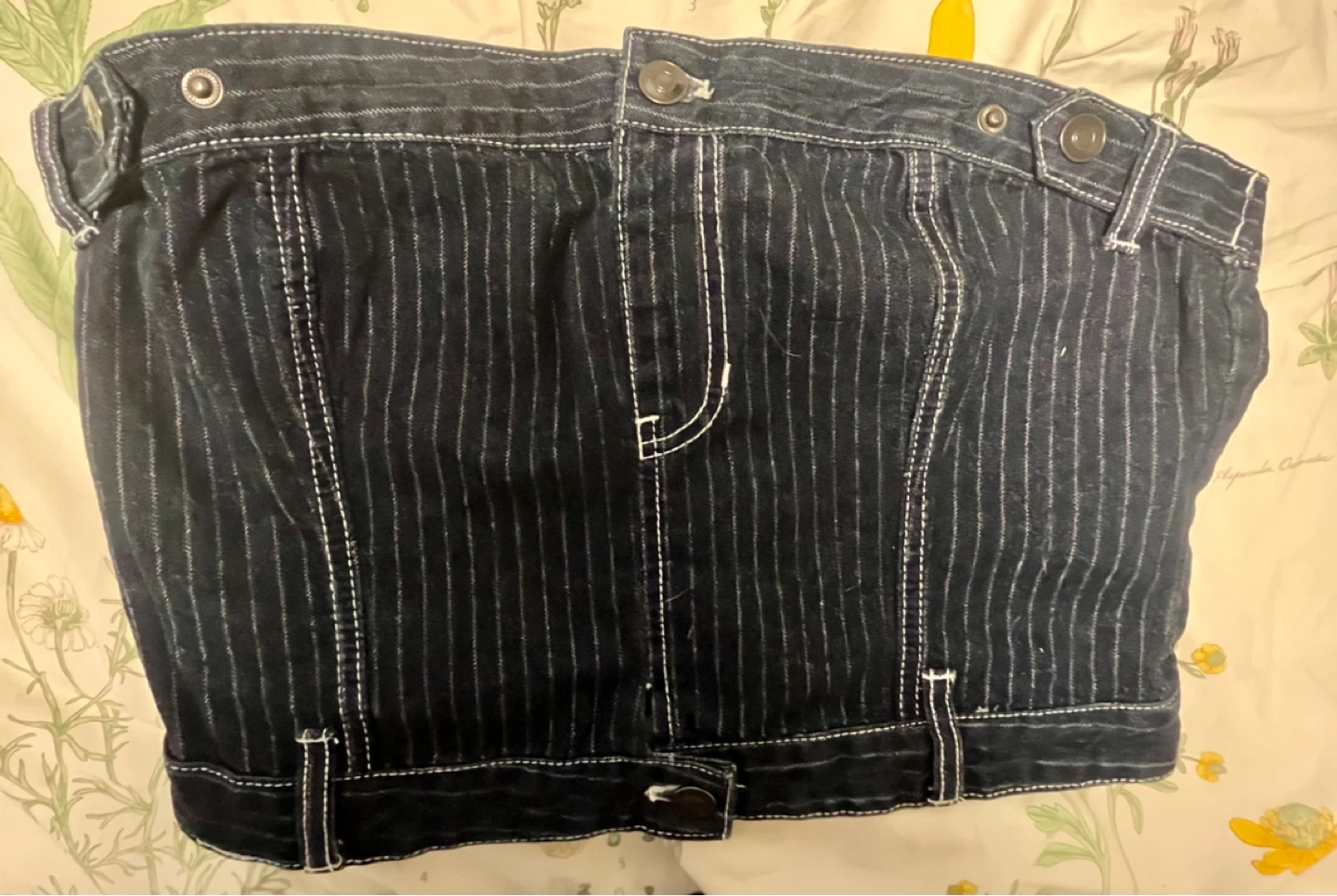 Super Cute Denim Pinstripe Smocked Tube Top - photo 3
