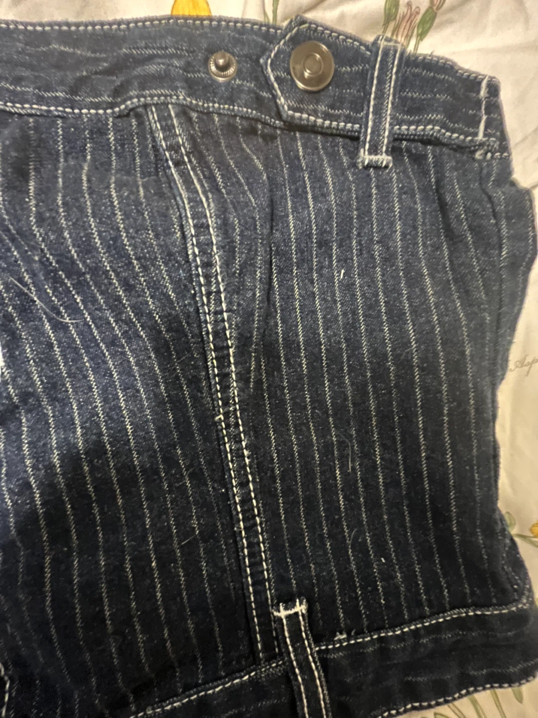 Super Cute Denim Pinstripe Smocked Tube Top - photo 4