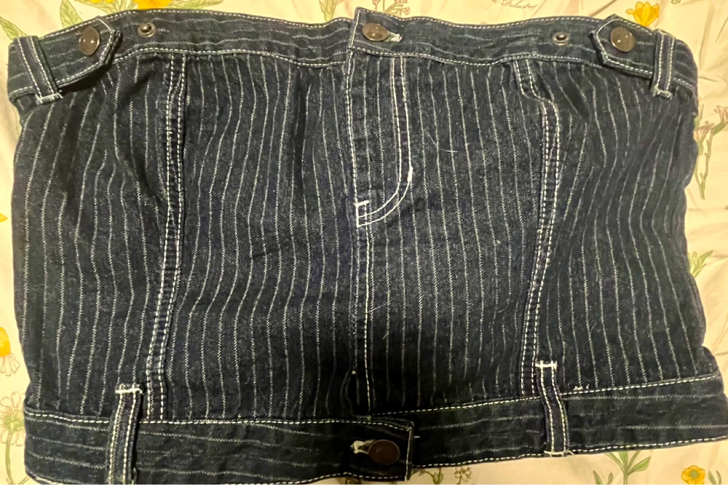Super Cute Denim Pinstripe Smocked Tube Top