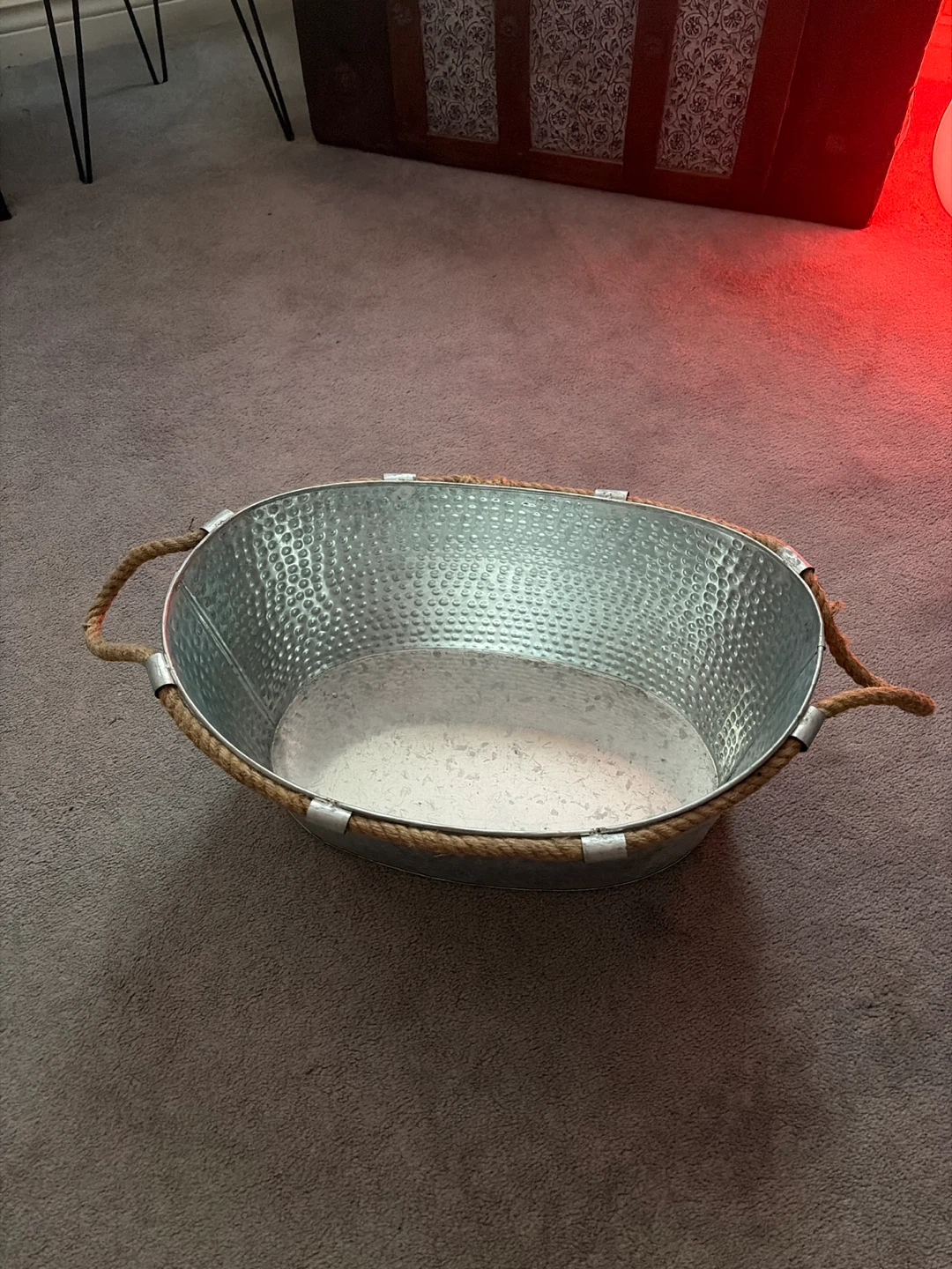 Oval Galvanized Metal Tub with Rope Handles - photo 2