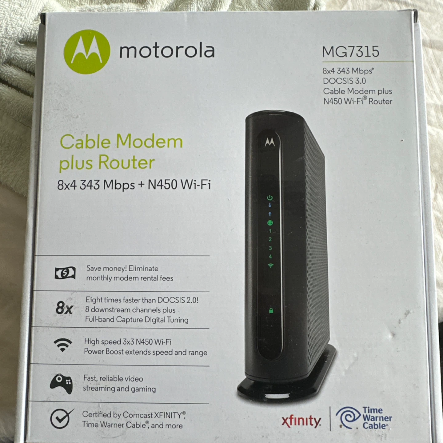 Motorola MG7315 Cable Modem Plus N450 Wi-Fi Router