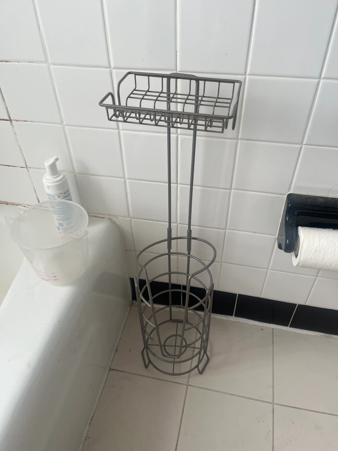 Metal Freestanding Toilet Paper Holder with Top Shelf