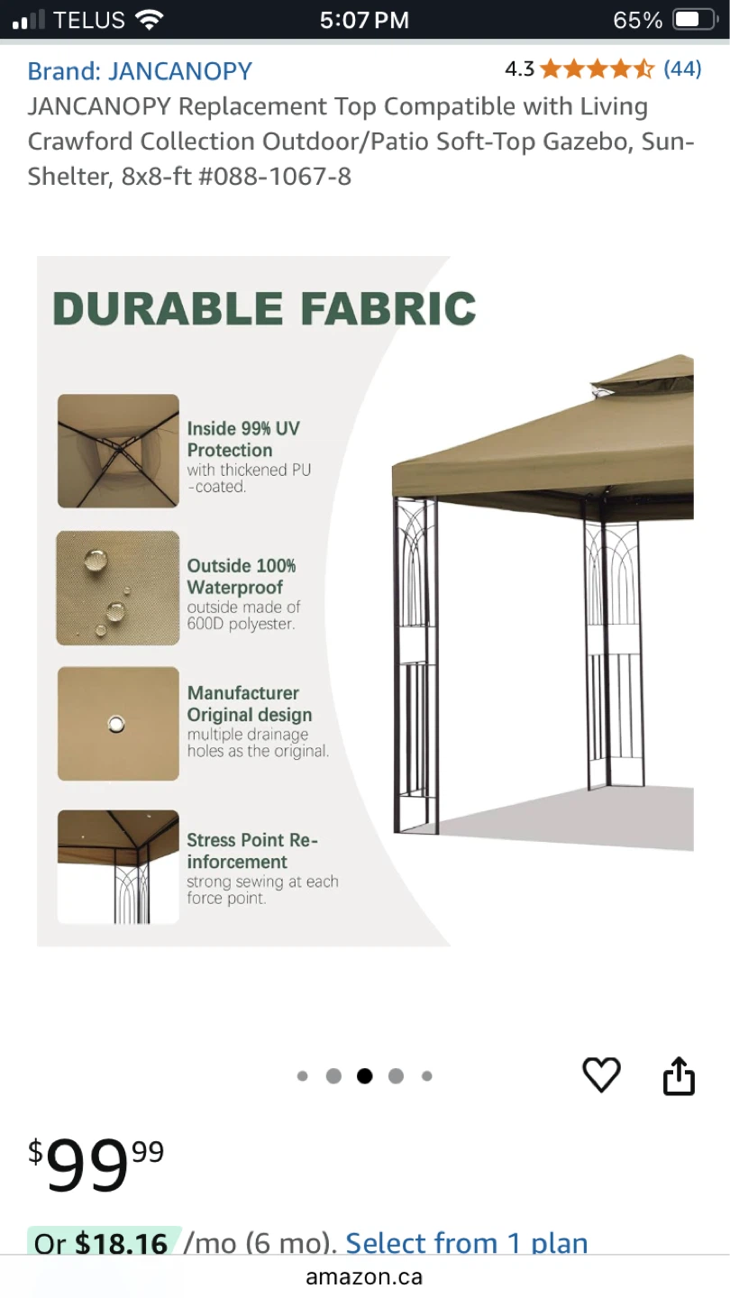 JANCANOPY Replacement Gazebo Top - 8x8 ft - photo 3