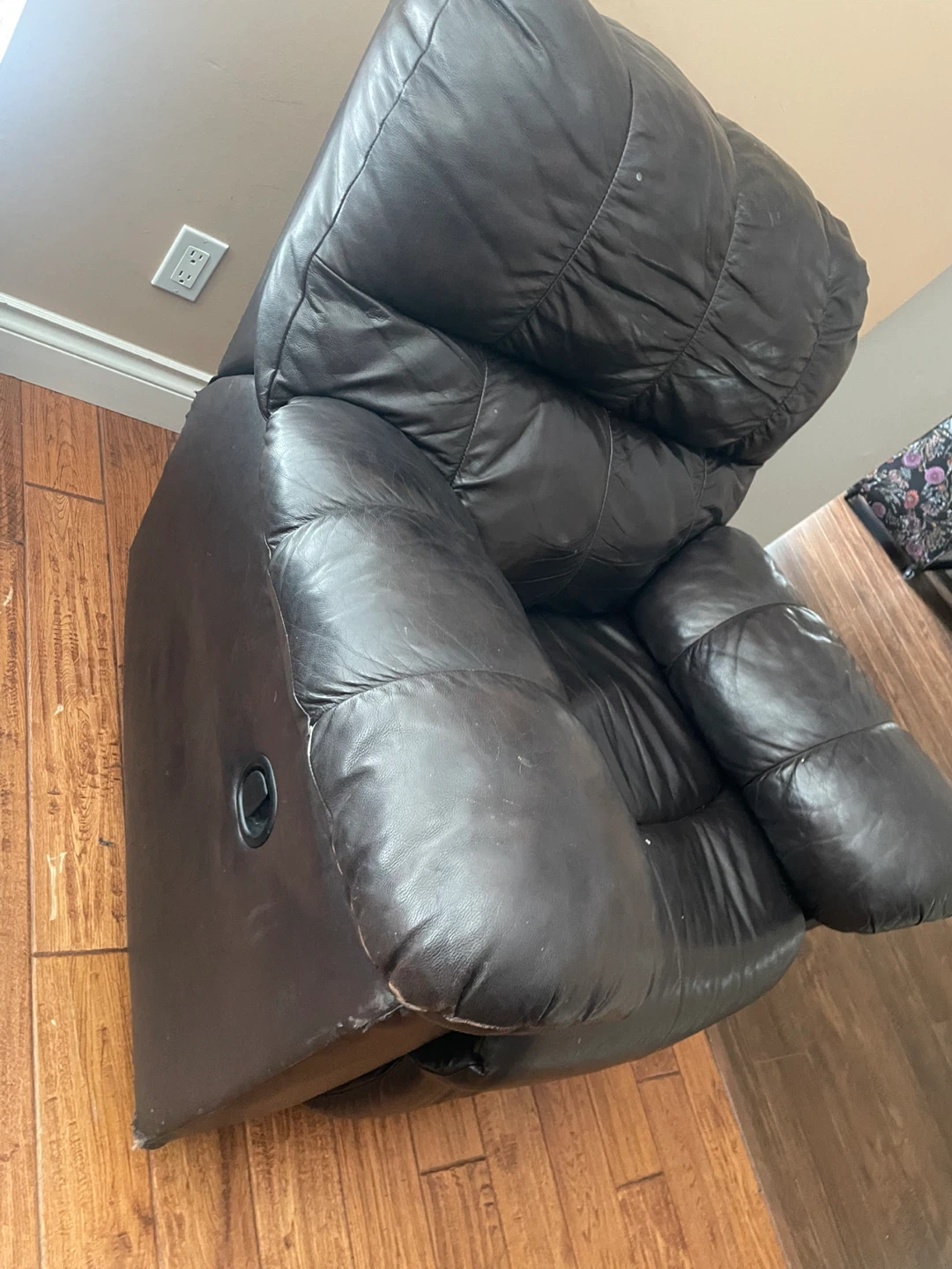 Dark Brown Leather Reclining Sofa - photo 2