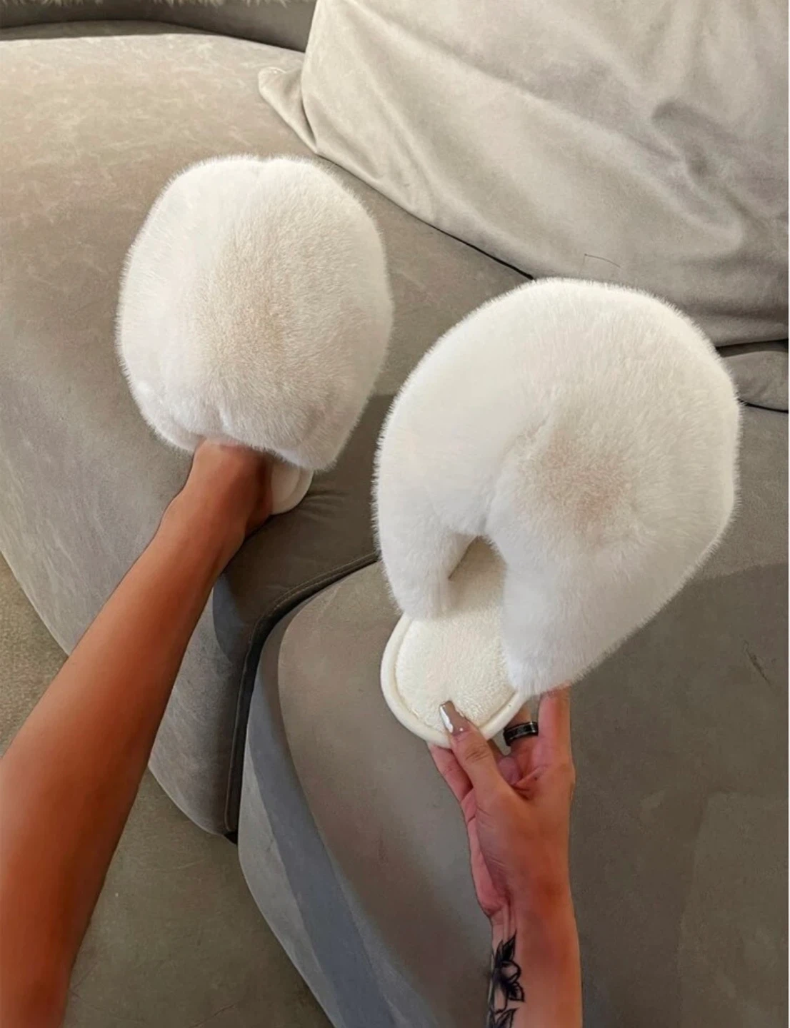 White Fuzzy Slippers