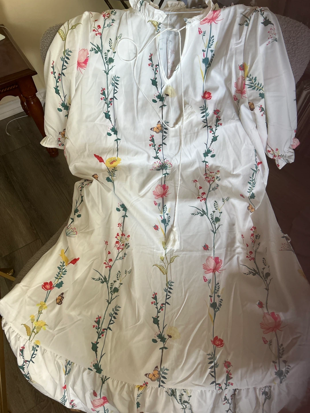 Floral Print Maxi Dress with Ruffled Hem