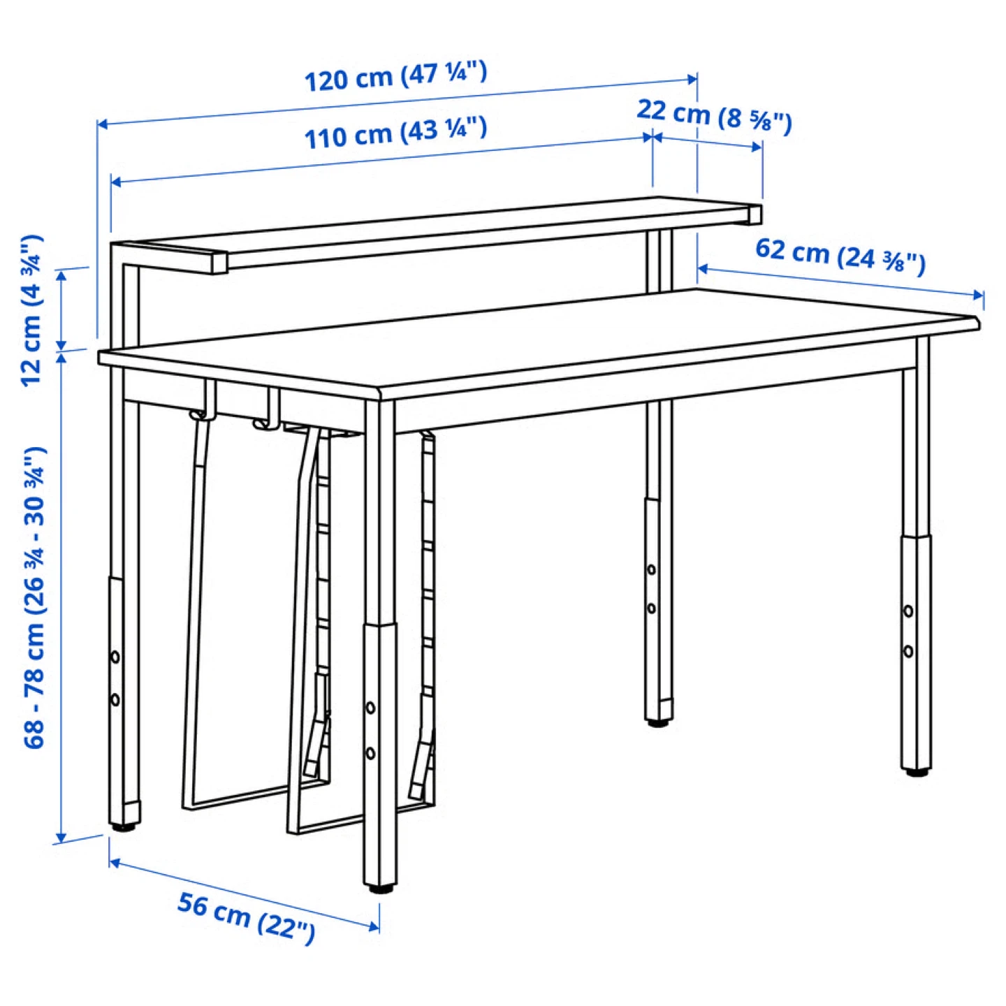Adjustable Desk with Shelf - IKEA UTVISNING Gaming Desk - photo 5