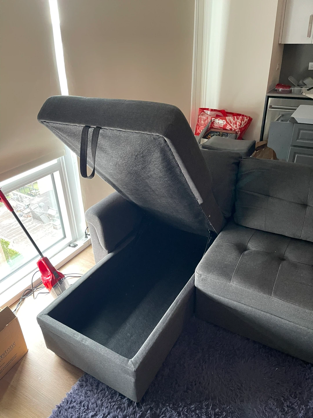Gray Sectional Sofa with Storage Chaise - photo 3