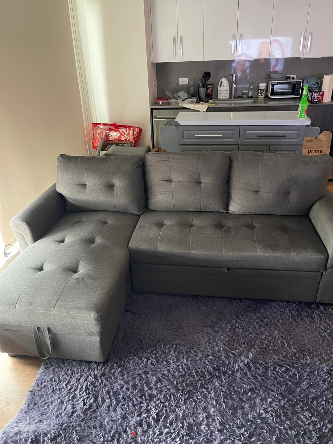 Gray Sectional Sofa with Storage Chaise