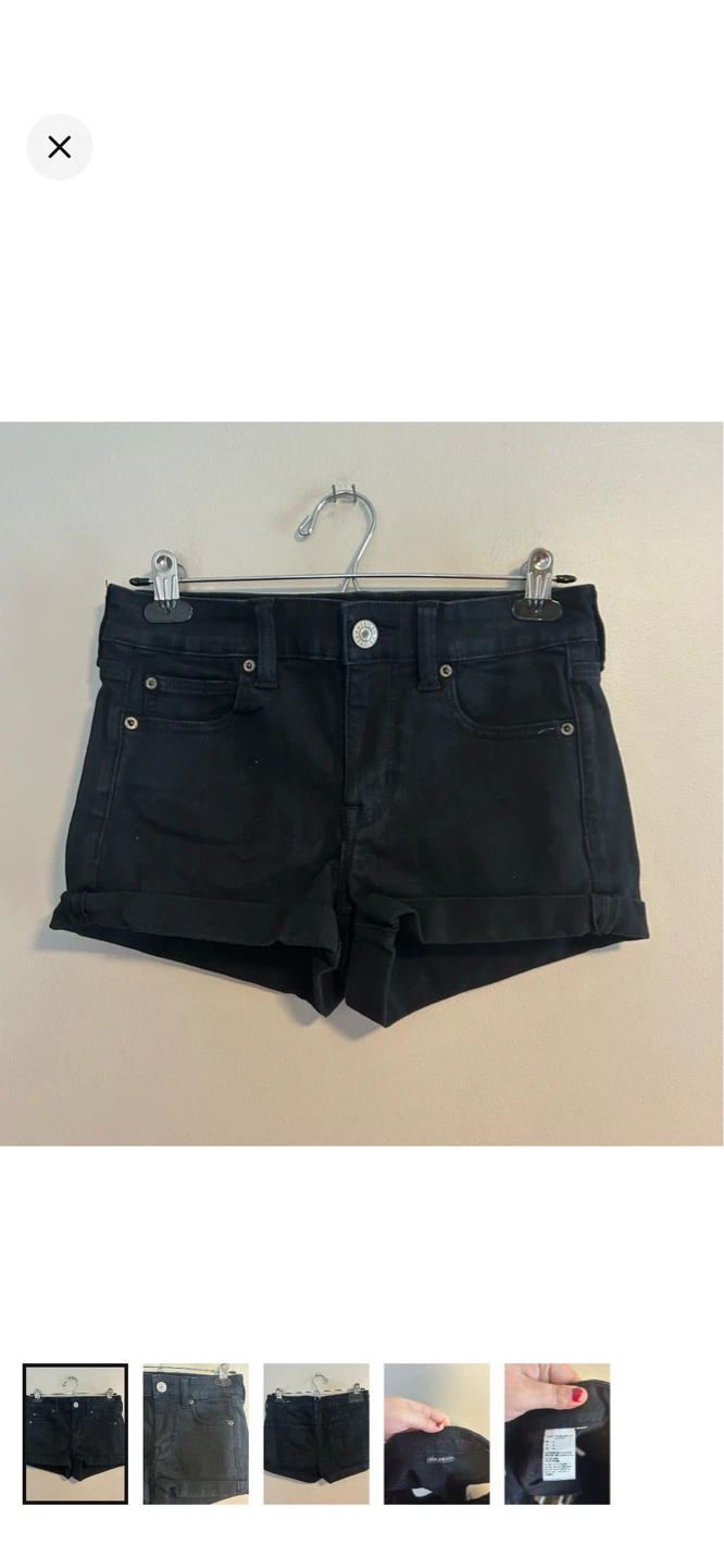American Eagle Black Denim Shorts Size 6