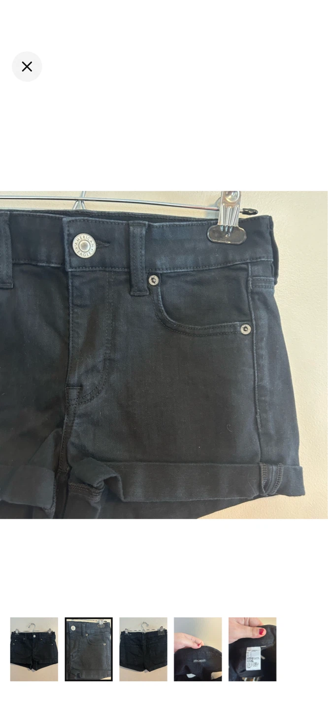 American Eagle Black Denim Shorts Size 6 - photo 2