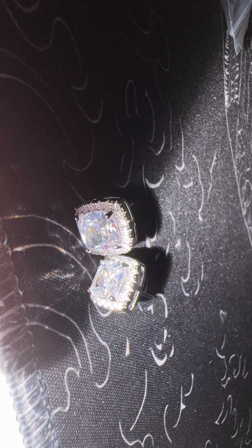 Cushion Cut Stud Earrings with Diamond Halo - photo 2