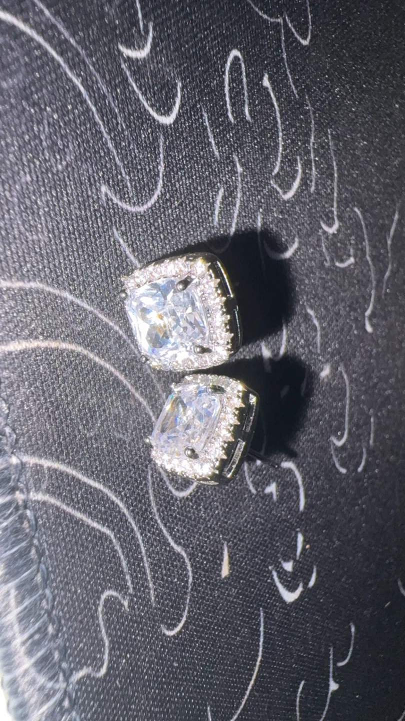 Cushion Cut Stud Earrings with Diamond Halo - photo 5