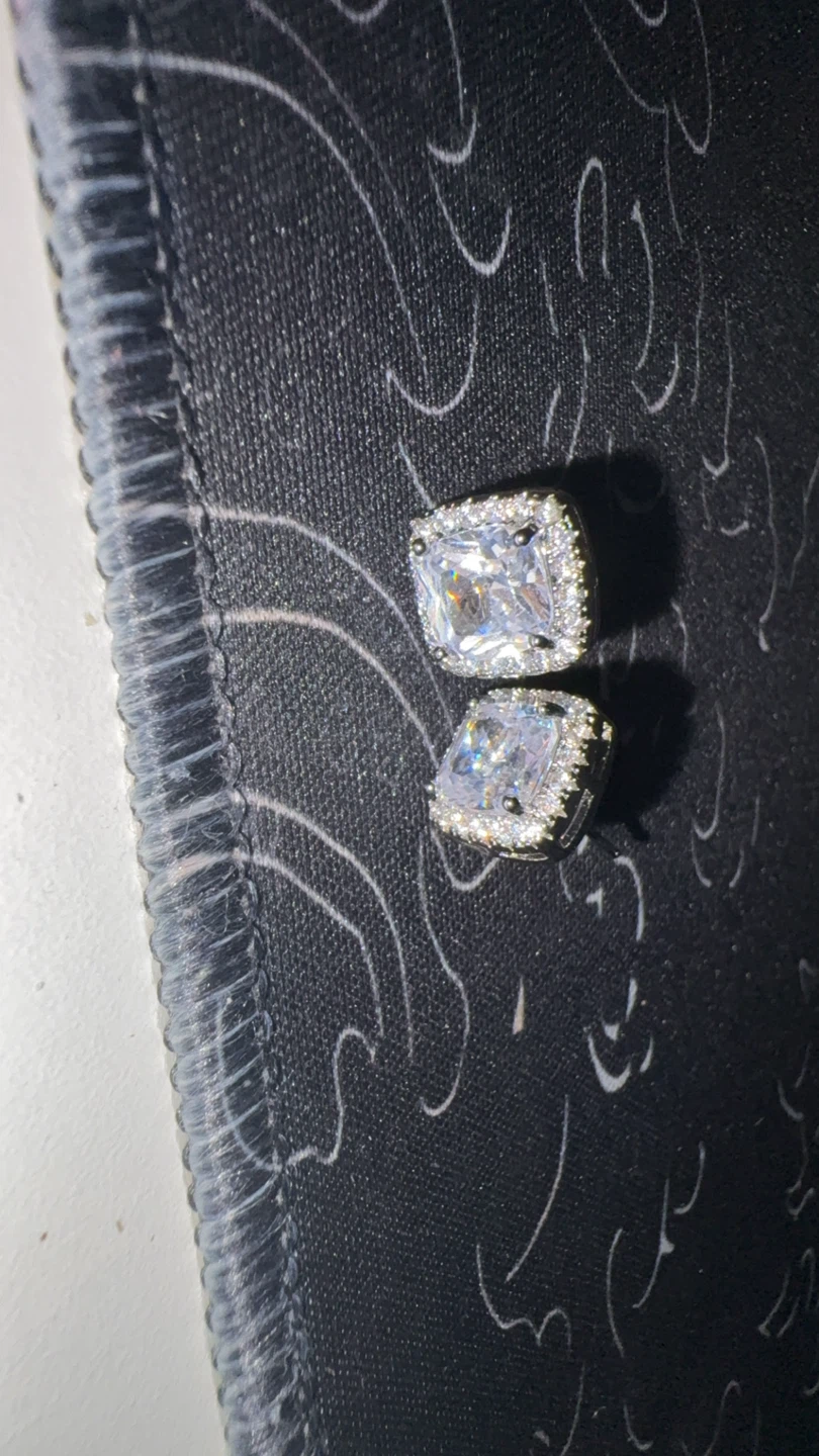 Cushion Cut Stud Earrings with Diamond Halo - photo 3