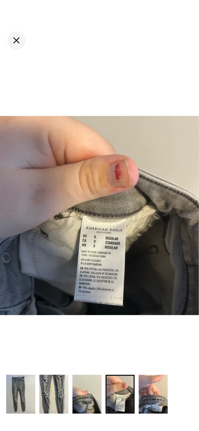 American Eagle Grey Ripped Super Hi-Rise Jeans - photo 4