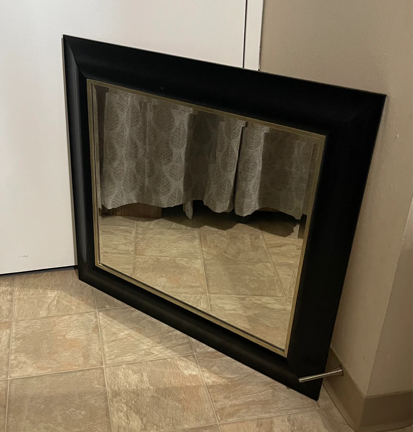 🌱 Large Black Wood Framed Wall Mirror - photo 2