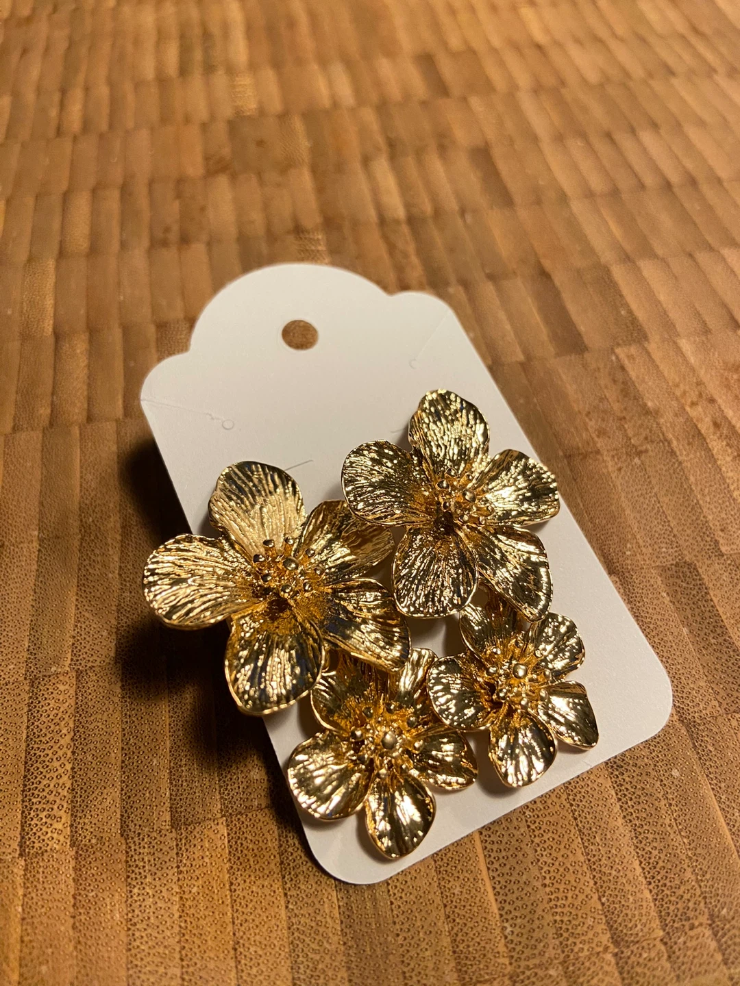 Gold Flower Dangle Earrings