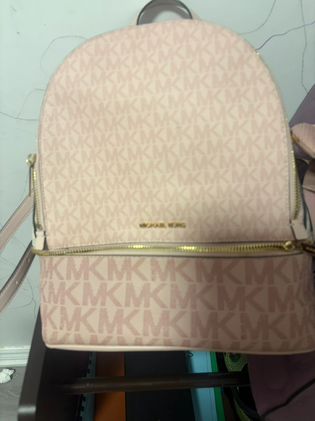 Michael Kors Pink MK Logo Backpack
