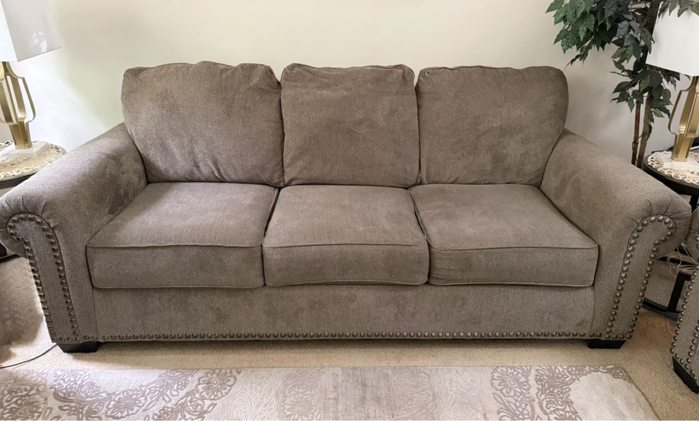 Gray Tufted Loveseat and Sofa Set
