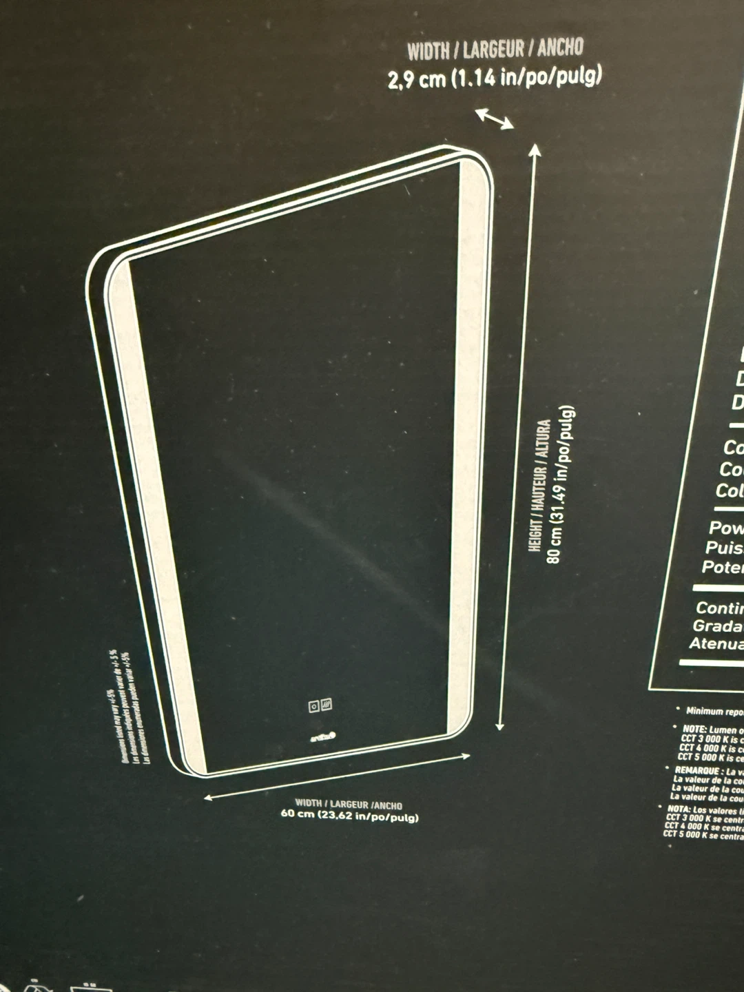 BRAND NEW Artika Onyx Anti-Fog LED Wall Mirror - photo 2