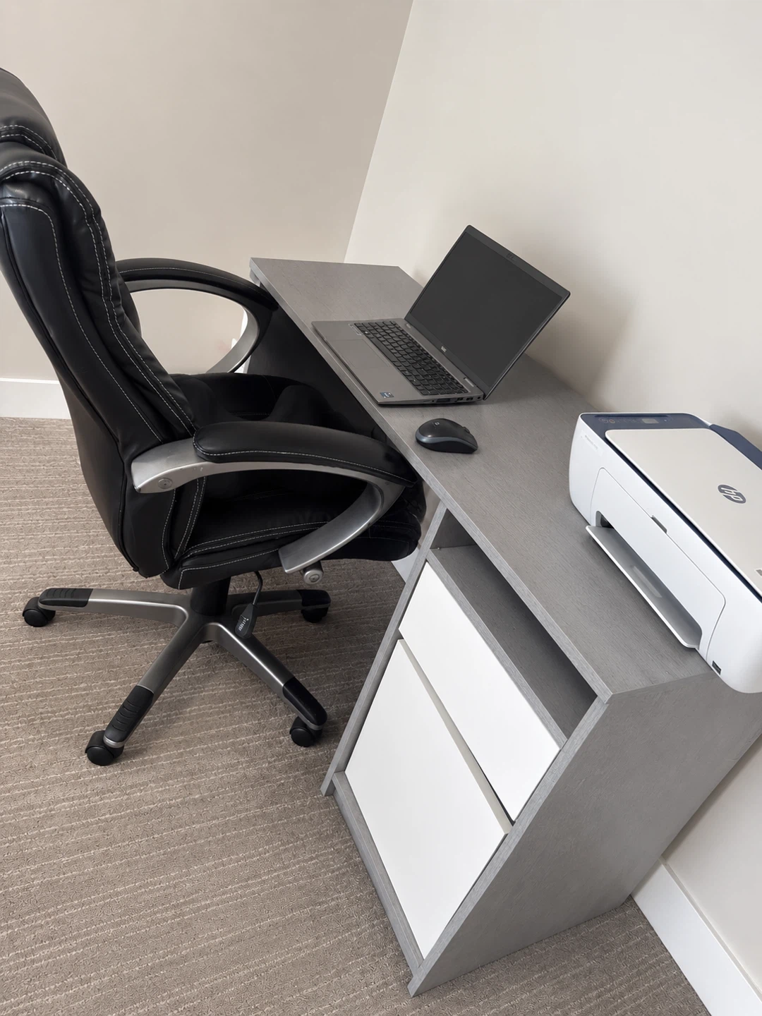 Grey Modern Desk with 2 Drawers abd chair. Moving sale