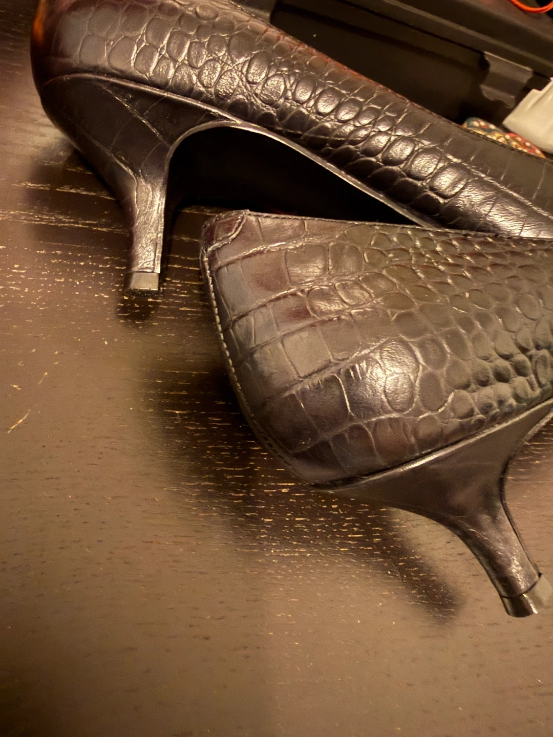 Nine West Black Croc Embossed Heels - photo 2