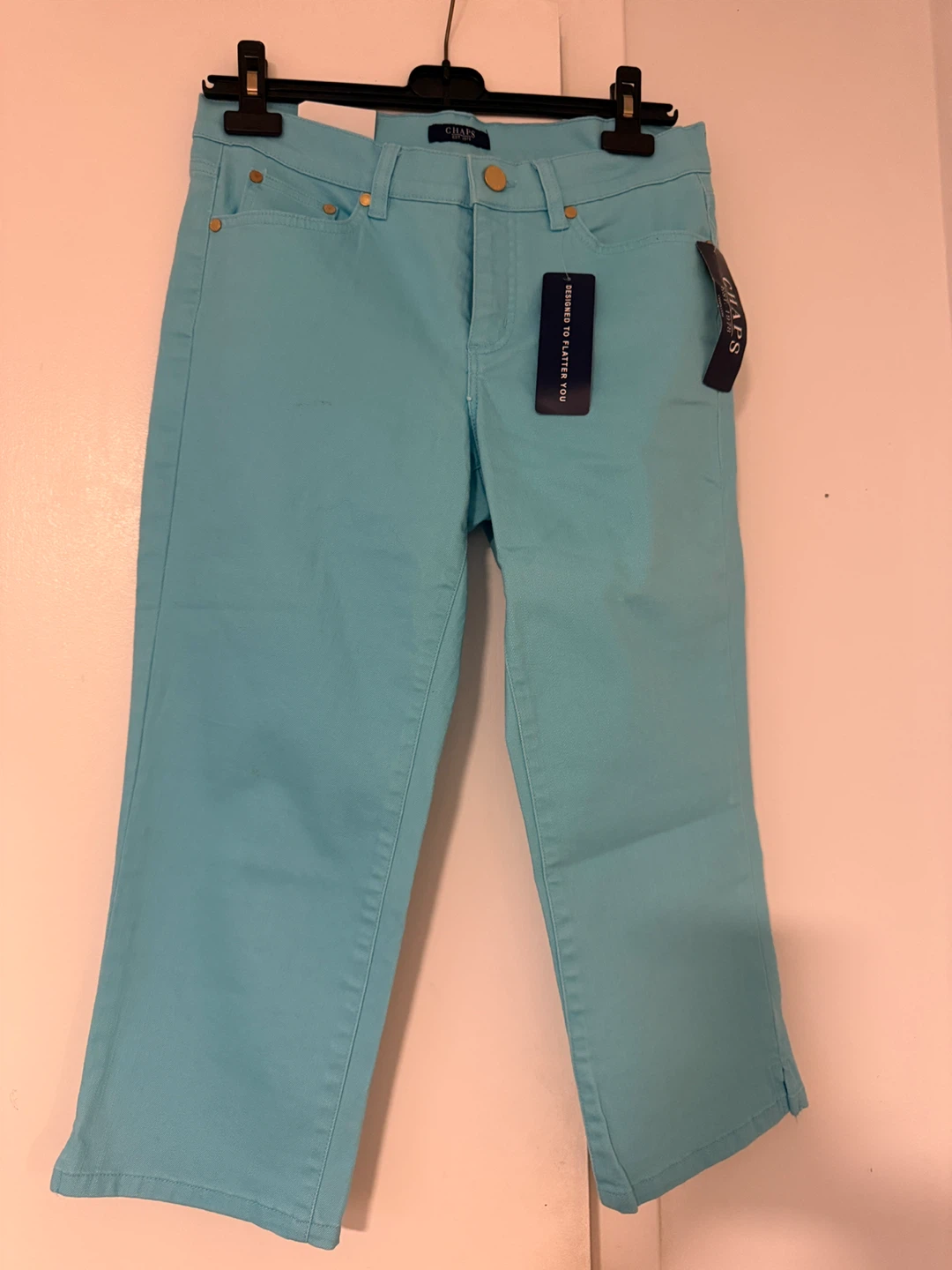 Chaps Women's Turquoise Slimming Fit Cropped Pants Size 4 - photo 2