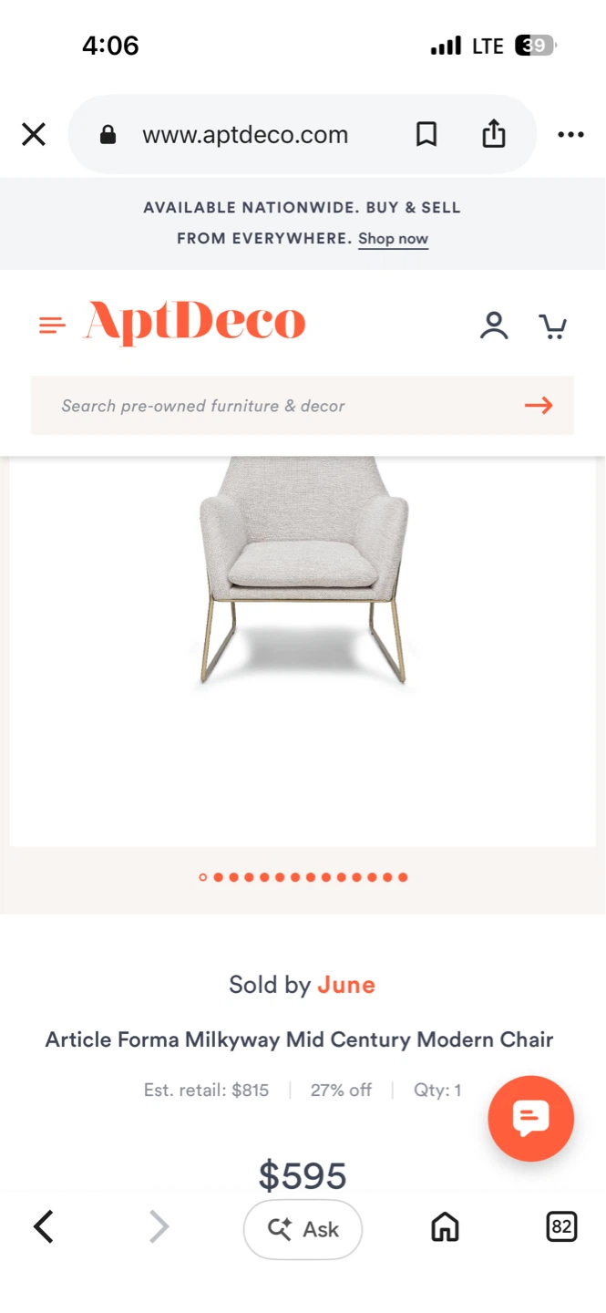 Article Forma Milkyway Mid Century Modern Chair - photo 3