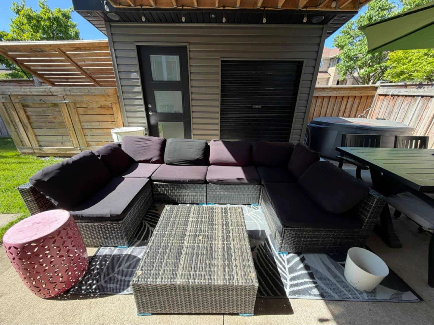 Wicker Sectional Patio Sofa with Coffee Table - photo 3