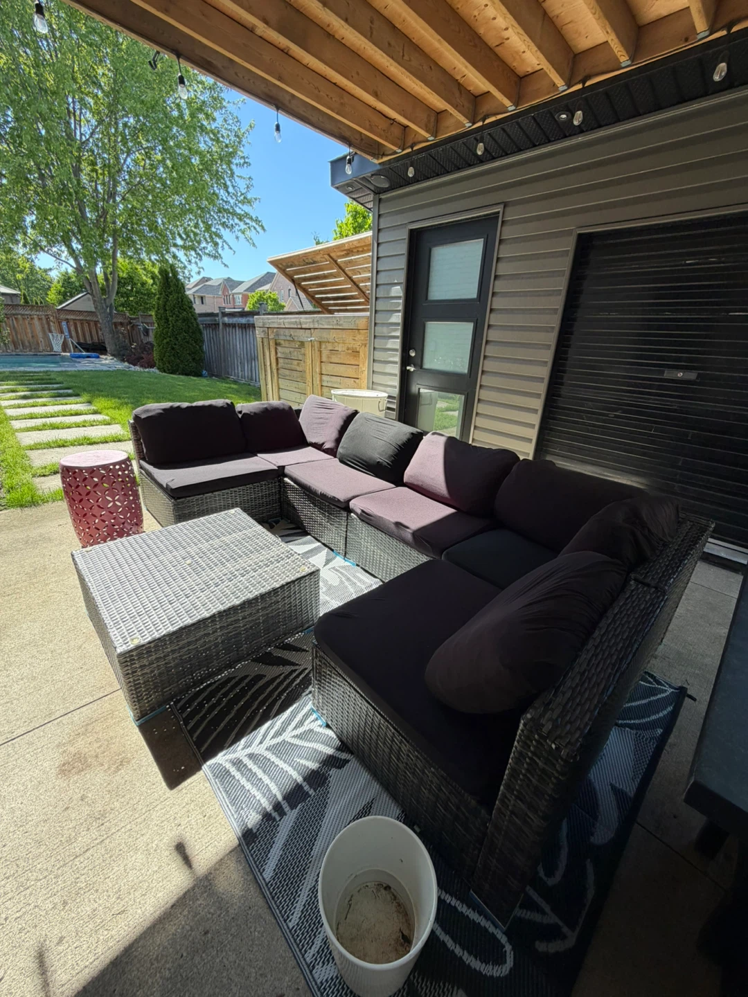 Wicker Sectional Patio Sofa with Coffee Table