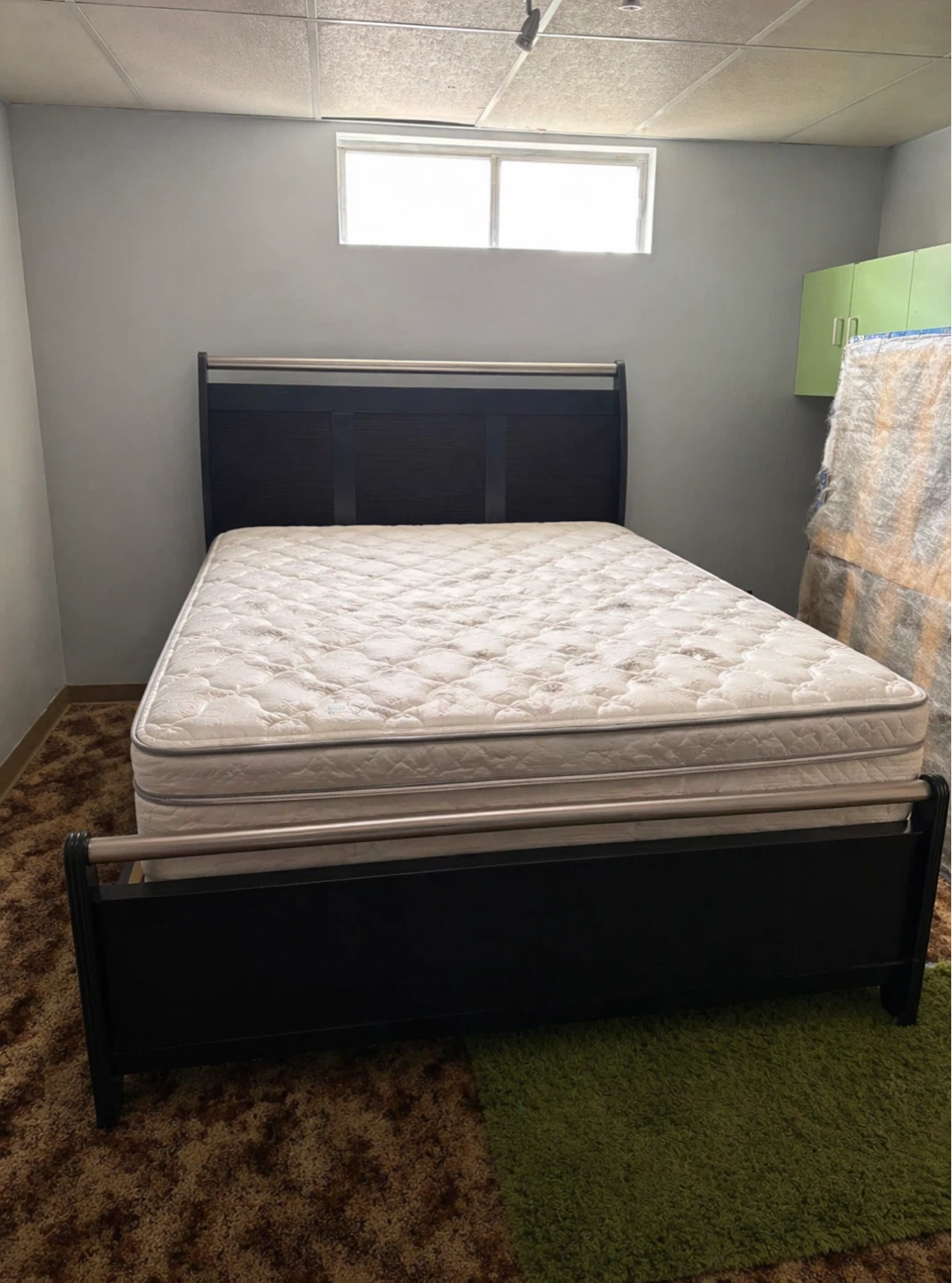Brown Bed Frame with Mattress – Comfortable & Sturdy