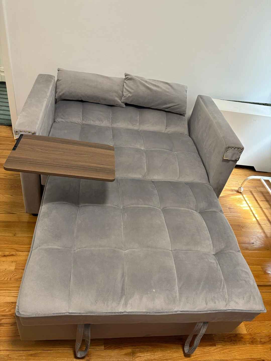 Grey Sofa Bed with Tray