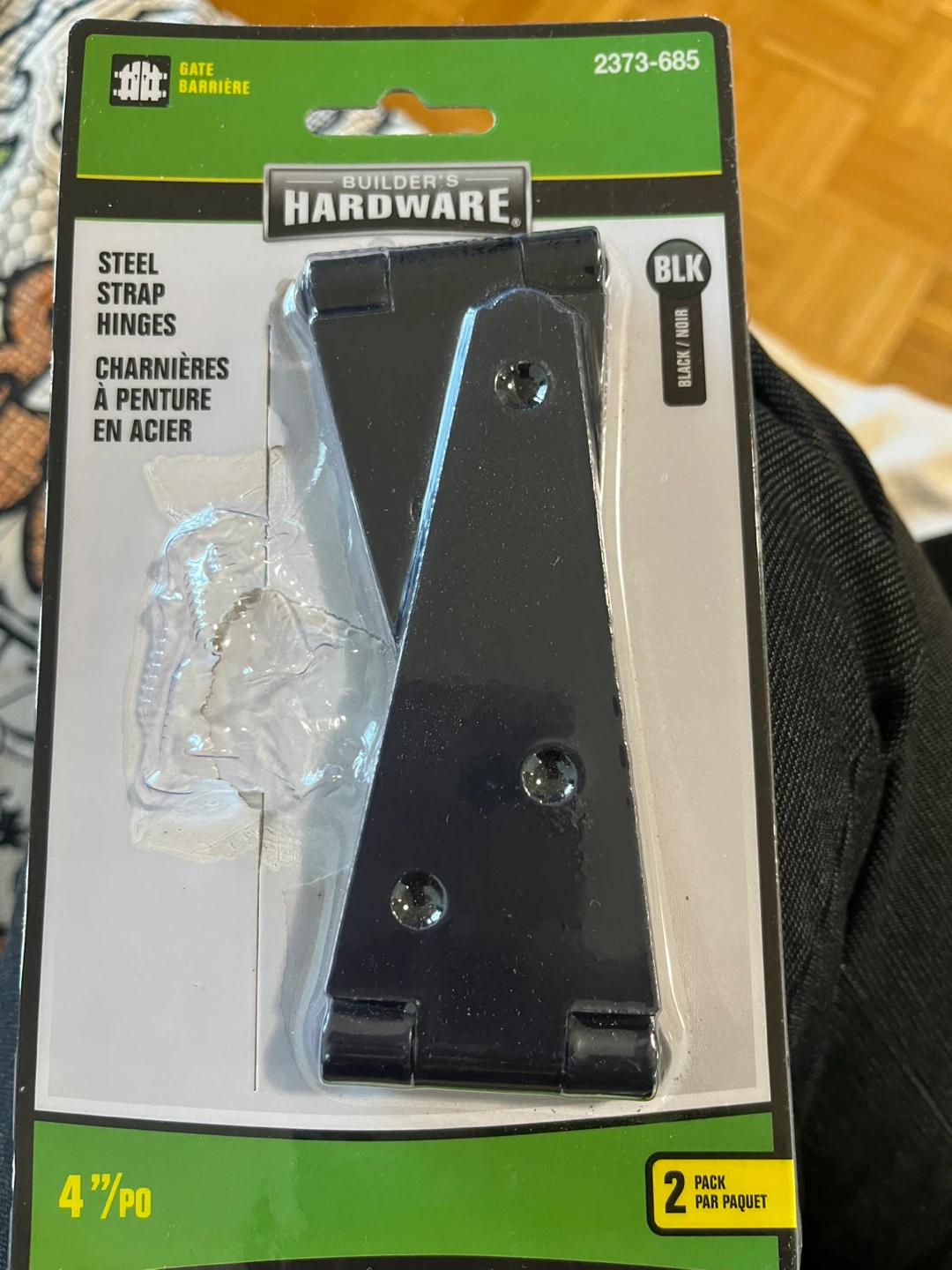 Builder's Hardware Steel Strap Hinges - Black