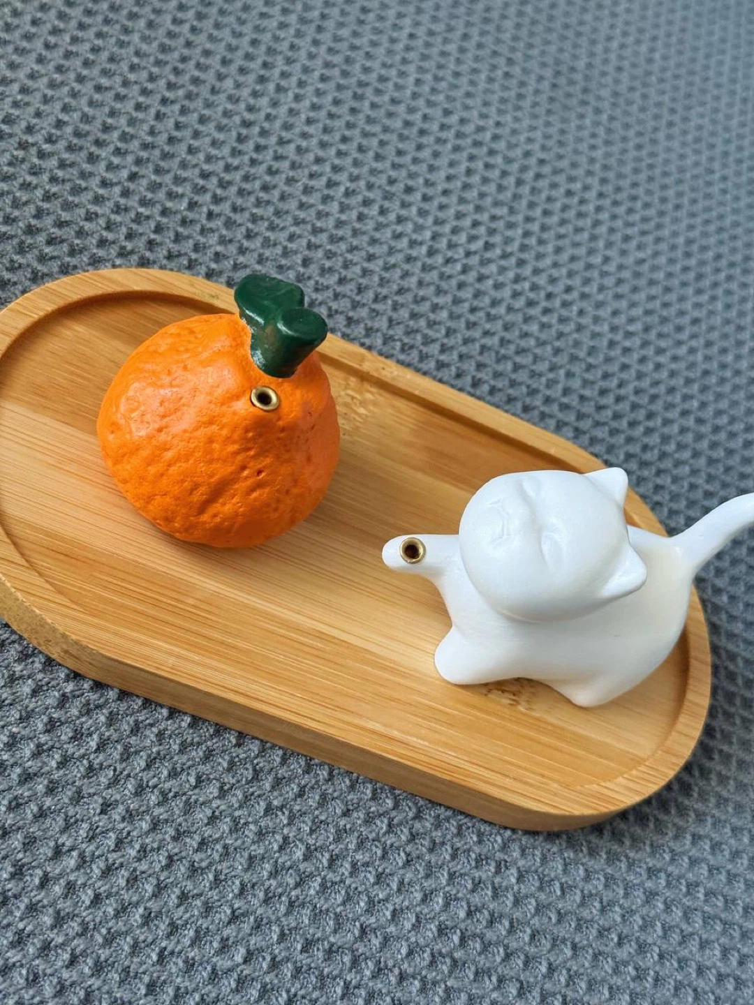 Cute Cat & Tangerine Incense Holder Set - photo 3