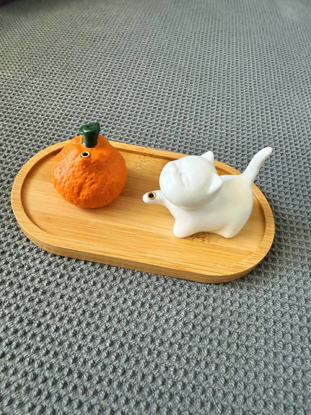 Cute Cat & Tangerine Incense Holder Set - photo 2