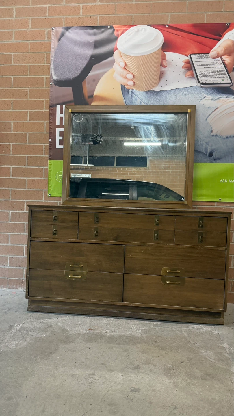 MCM Wooden Dresser with Mirror