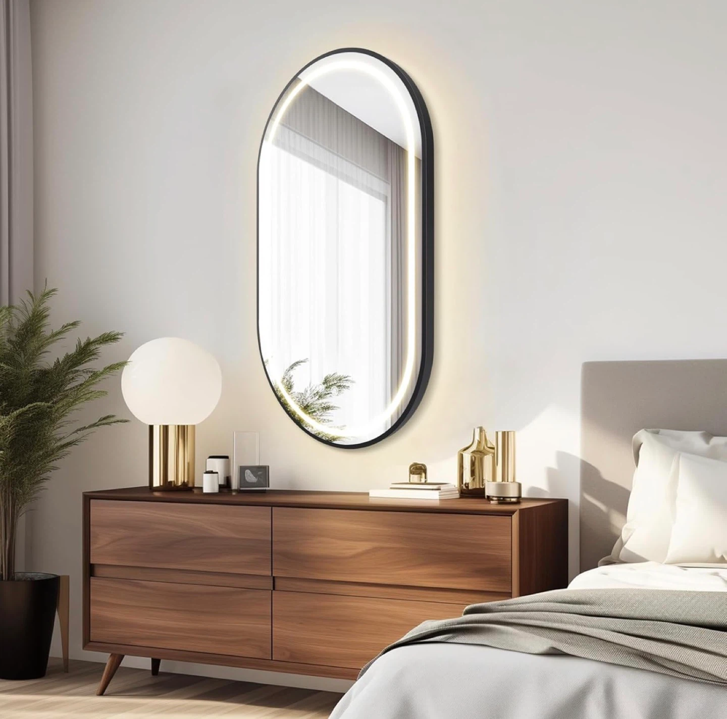 Oval LED Vanity Mirror with Explosion-Proof Glass
