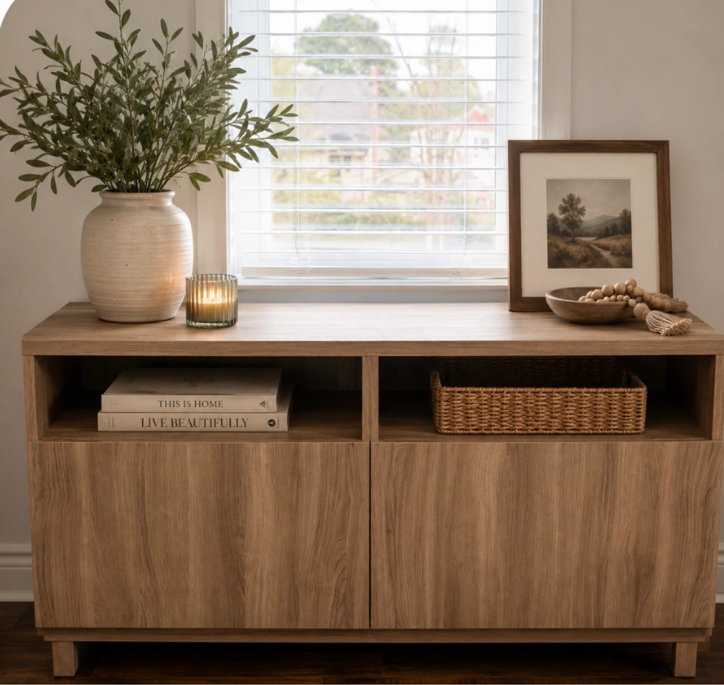 Wooden Storage Cabinet with Shelves