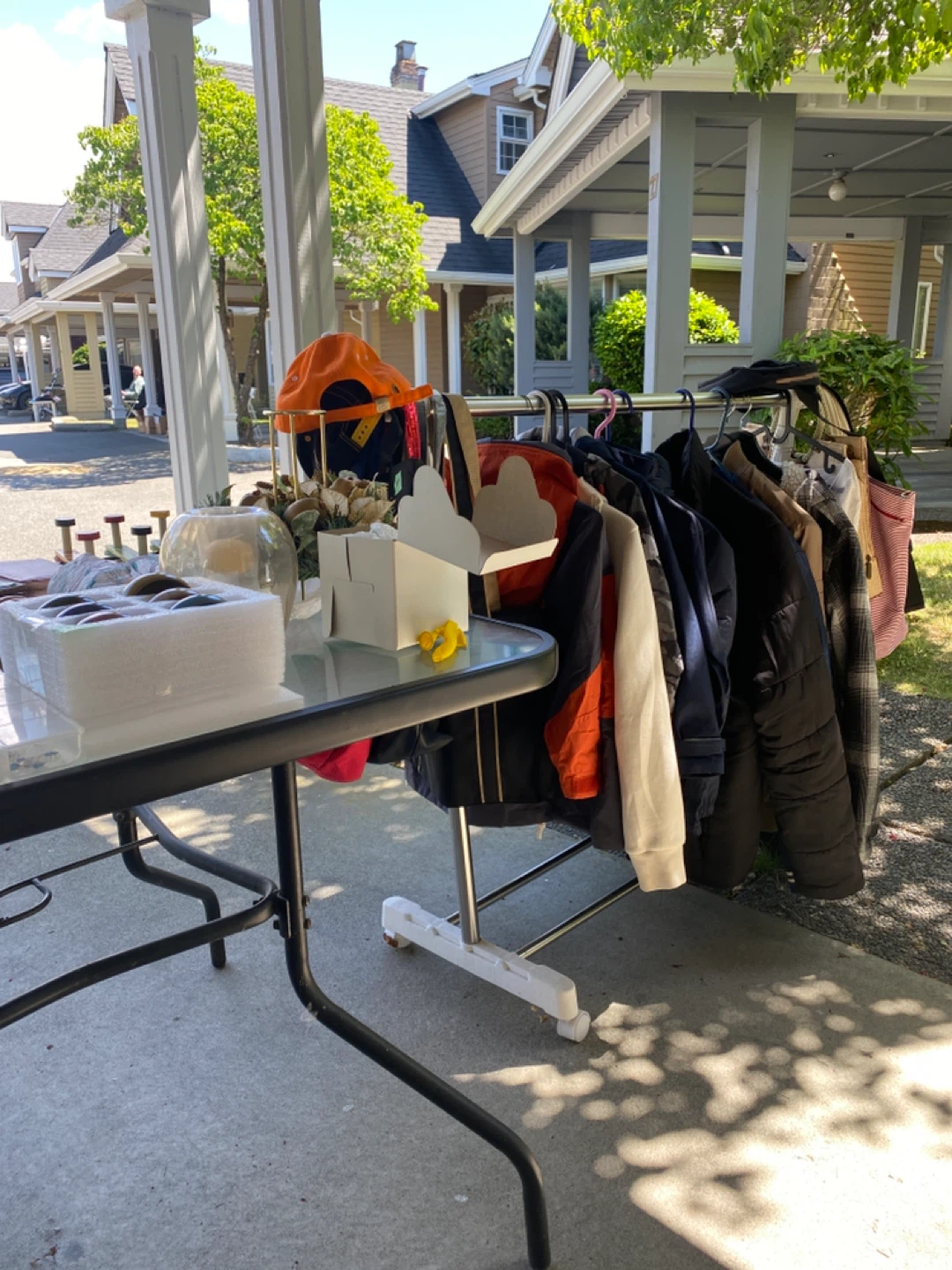 Assorted shoes and clothing Yard sale