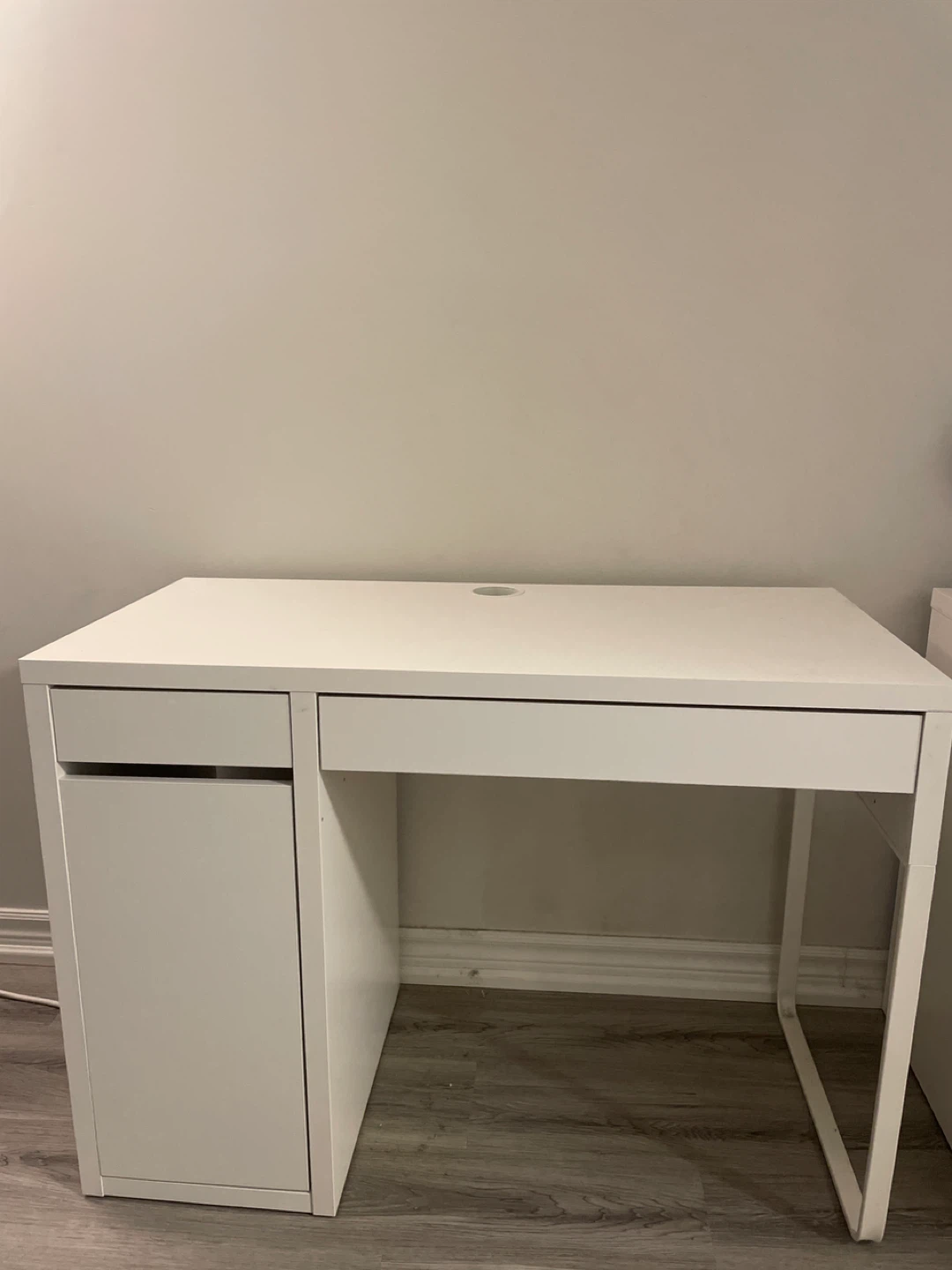 White Desk with Drawer and Cabinet