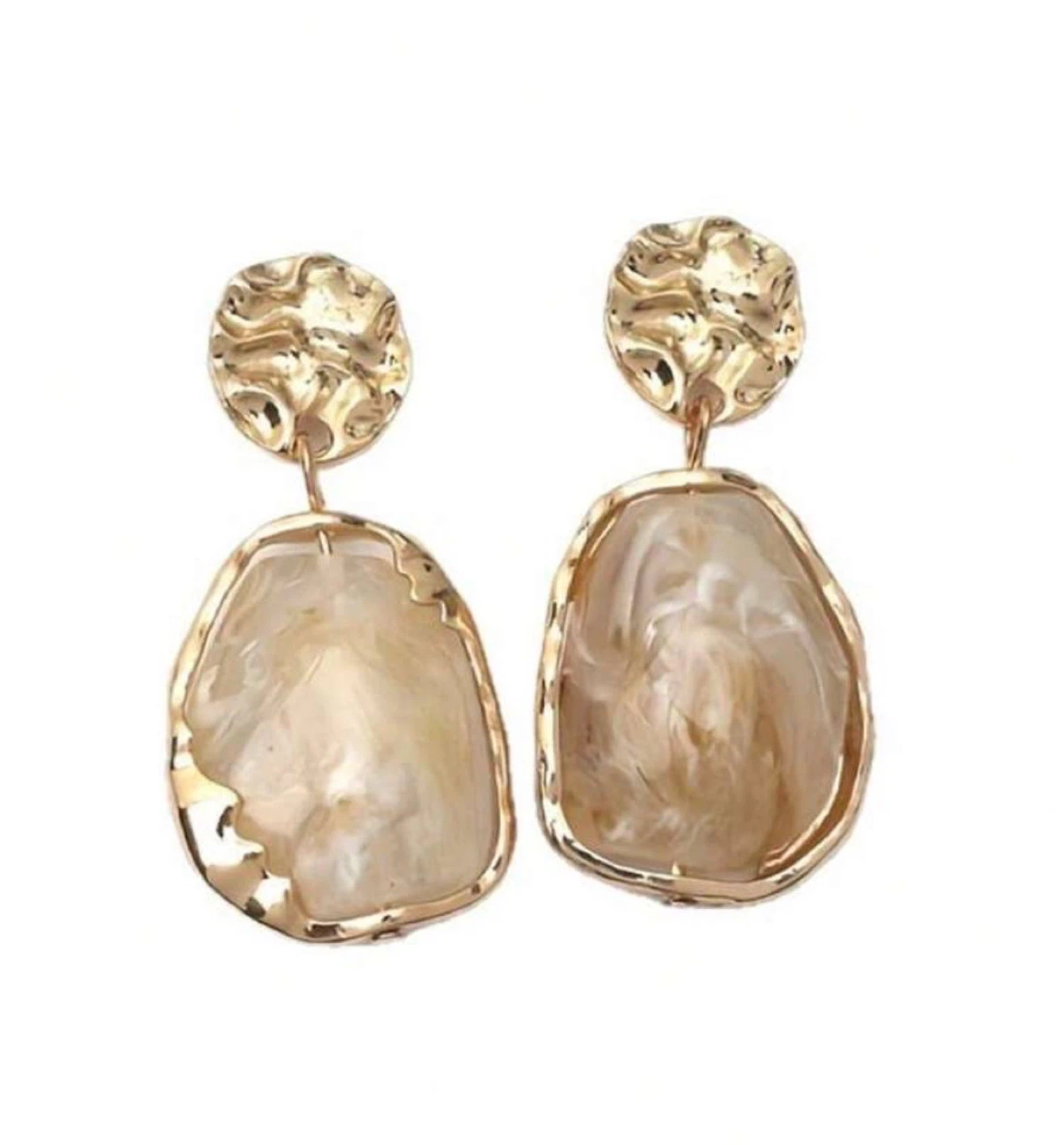 Gold & Cream Resin Drop Earrings - photo 5