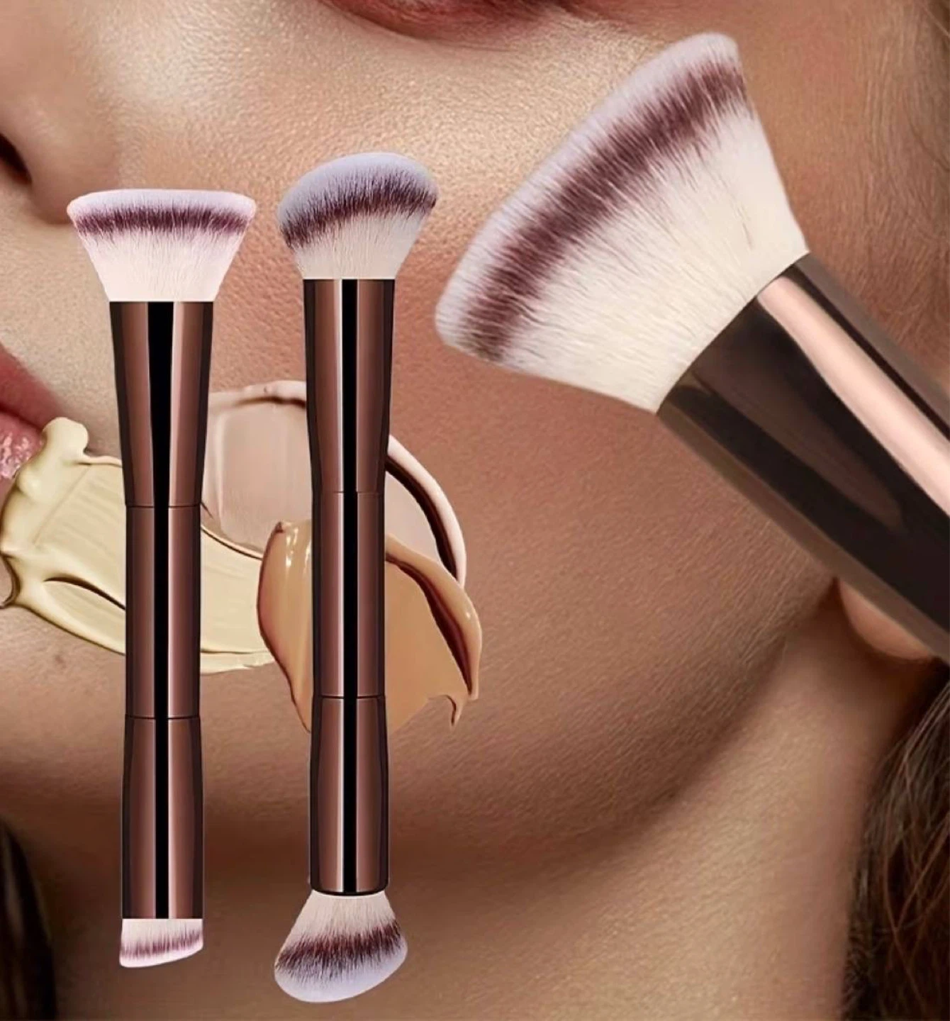 Double-Ended Foundation & Contour Makeup Brush – Set of 2 - photo 5